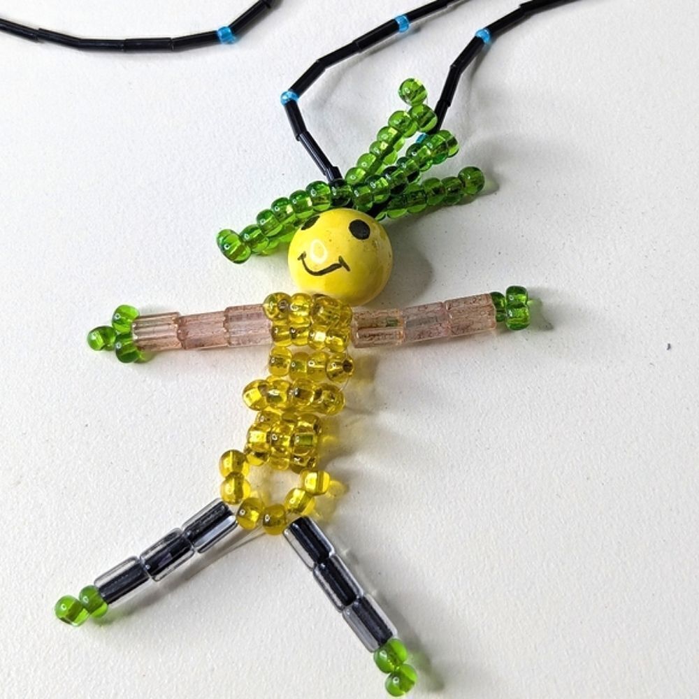 Handcrafted Beaded Figure Fixed Length Necklace On Beaded Chain